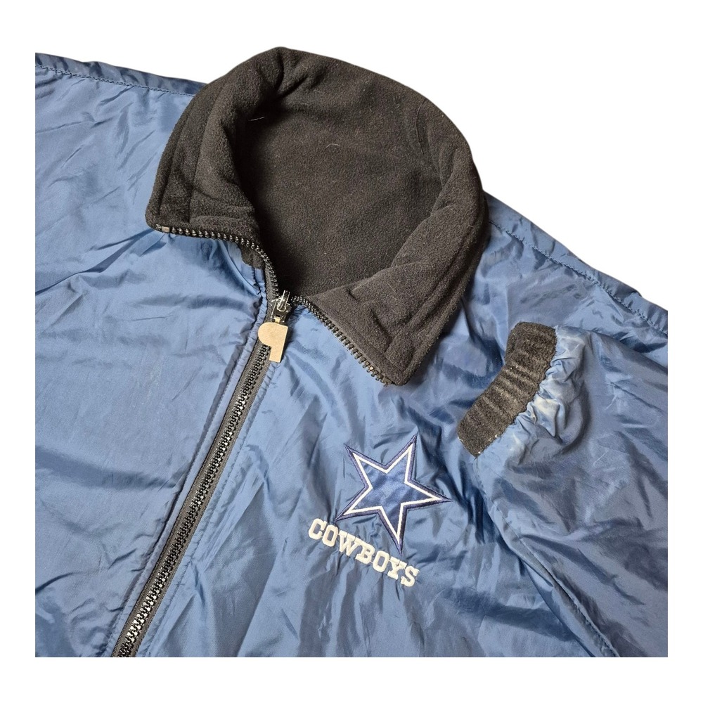VTG Pro Player Dallas Cowboys Men's L‎ Reversible Jacket Blue Fleece Nylon